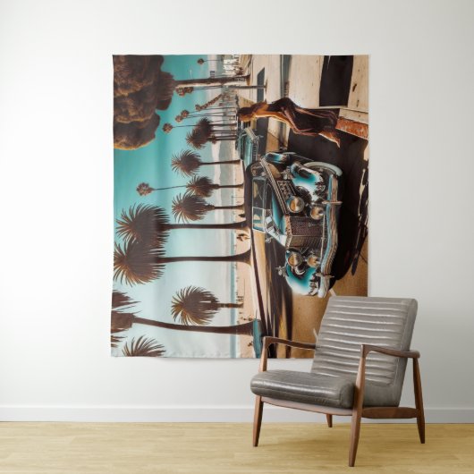 Meisje met auto wandkleed (In situ)