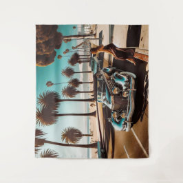 Meisje met auto wandkleed