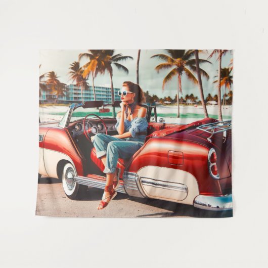 Meisje met auto wandkleed (Voorkant (horizontaal))