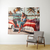 Meisje met auto wandkleed (In Situ (horizontaal))