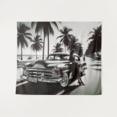 Meisje met auto wandkleed (Voorkant (horizontaal))