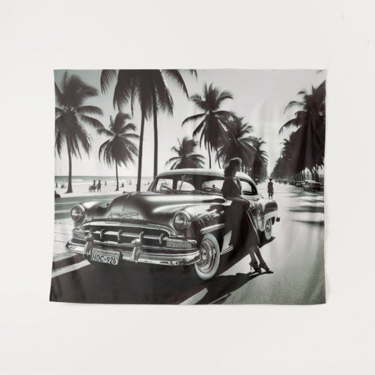 Meisje met auto wandkleed (Voorkant (horizontaal))