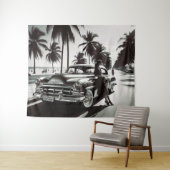 Meisje met auto wandkleed (In Situ (horizontaal))