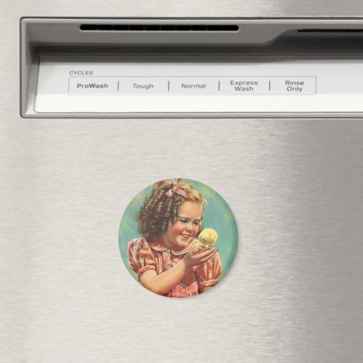  meisje met Baby Chick, blij kind glimlachend Magneet (Insitu (Vaatwasser))