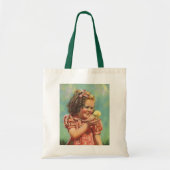  meisje met Baby Chick, blij kind glimlachend Tote Bag (Voorkant)