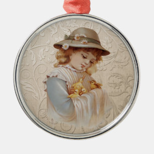 Meisje met Baby Eucks Metalen Ornament