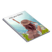 Meisje met backpack reisvakantie notitieboek (Rechterzijde)