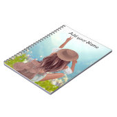 Meisje met backpack reisvakantie notitieboek (Linkerzijde)