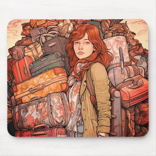 Meisje met bagage muismat (Voorkant)