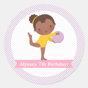 Meisje met Bal Turnen Kinderen Verjaardagsfeestje Ronde Sticker
