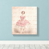  meisje met Ballerina in een roze Tutu Canvas Afdruk (Insitu (Houten vloer))