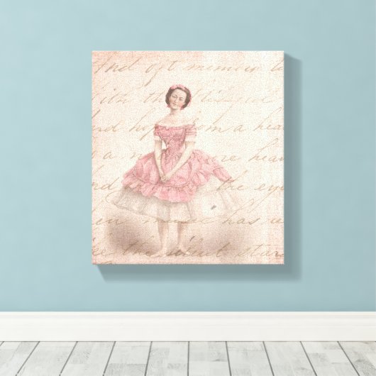  meisje met Ballerina in een roze Tutu Canvas Afdruk (Insitu (Houten vloer))
