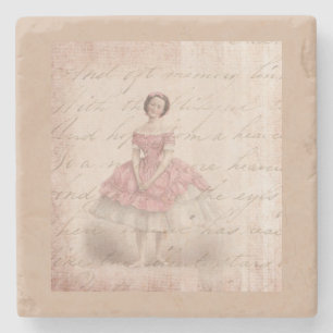 meisje met Ballerina in een roze Tutu Stenen Onderzetter