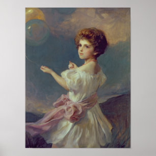 Meisje met ballonnen poster