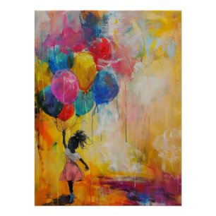 Meisje met ballonnen schilderij perfect poster