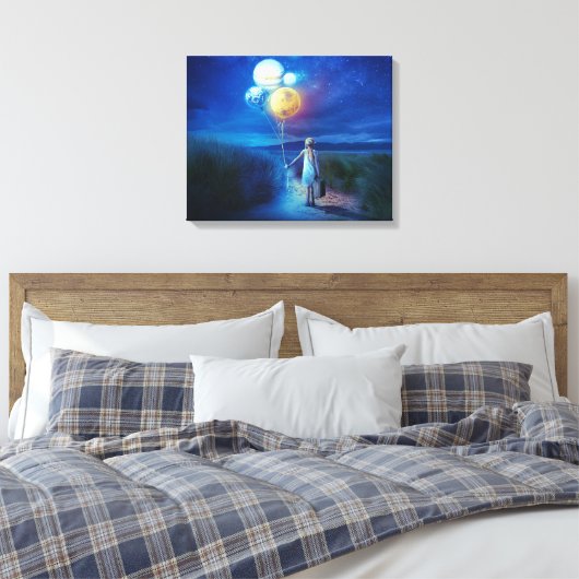 Meisje met ballonnetjes Pad Love Our Planet op Canvas Afdruk (Insitu (Slaapkamer))