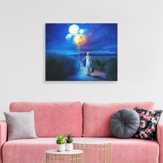 Meisje met ballonnetjes Pad Love Our Planet op Canvas Afdruk (Insitu (Woonkamer))
