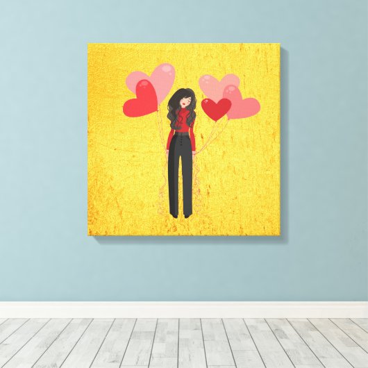 Meisje met ballonvaardig canvas afdruk (Insitu (Houten vloer))