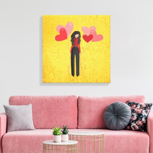 Meisje met ballonvaardig canvas afdruk (Insitu (Woonkamer))