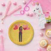 Meisje met ballonvaardig papieren bordje (Feest)