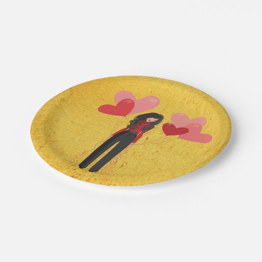 Meisje met ballonvaardig papieren bordje (Gekanteld)