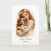 Meisje met beagle pup kaart (Voorkant)