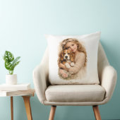 Meisje met beagle pup kussen (Stoel)