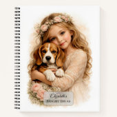 Meisje met beagle pup notitieboek (Voorkant)