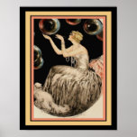 Meisje met belletjes Art Deco Poster<br><div class="desc">Mooi,  jaren '20,  Art Deco print "Girl with Bubbles" van Louis Icart. Een van de twee van Joco Studio. Hier getoond 11x14. Verkrijgbaar in andere grootten.</div>