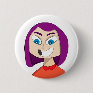 Meisje met besmettelijke glimlach ronde button 5,7 cm