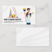 Meisje met bezem en schoonmaakmiddelen visitekaartje (Voorkant / Achterkant)