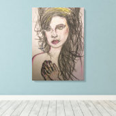 meisje met bijenkorf die bidt canvas afdruk (Insitu (Houten vloer))