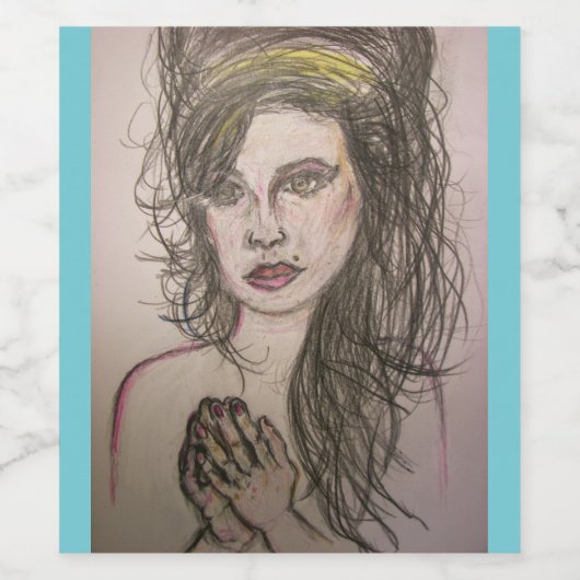 meisje met bijenkorf die bidt wijn etiket (Enkel label)