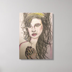 meisje met bijenkorfhaar het bidden canvas afdruk