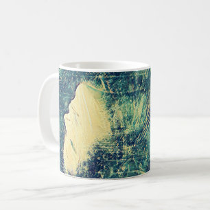 meisje met blauw-oceaangolven koffiemok