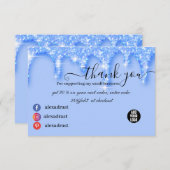 Meisje met blauwe glitter Hartelijk dank Bedankkaart (Voorkant / Achterkant)