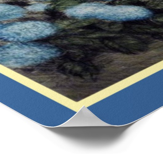 Meisje met blauwe hydrangeas poster (Hoek)