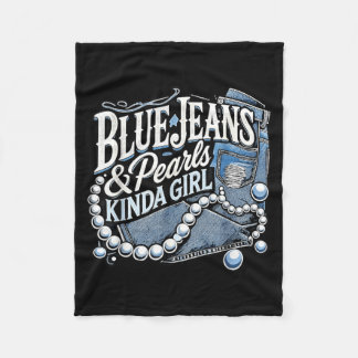 Meisje met blauwe jeans en parels Westers landelij Fleece Deken