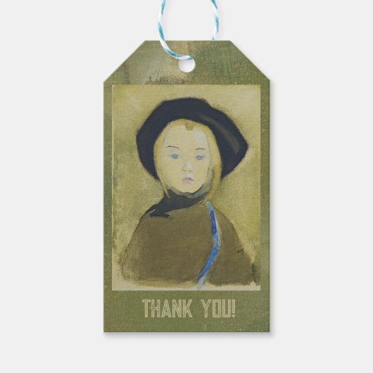 Meisje met blauwe lint, Helene Schjerfbeck Cadeaulabel (Voorkant)