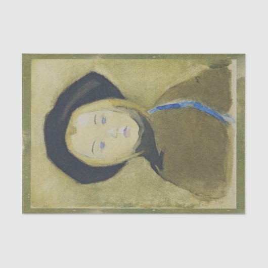 Meisje met blauwe lint, Helene Schjerfbeck Tissuepapier (Voorkant)