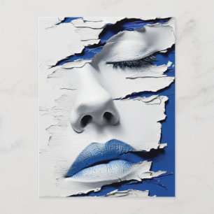 Meisje Met Blauwe Lippen Onder Gebarsten Verf Briefkaart
