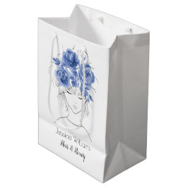  meisje met blauwe waterverf rozen-Floral Medium Cadeauzakje