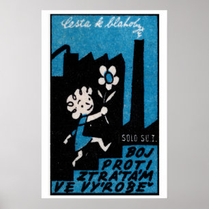 Meisje met bloem luciferdoosje kunstprint, Tsjechi Poster