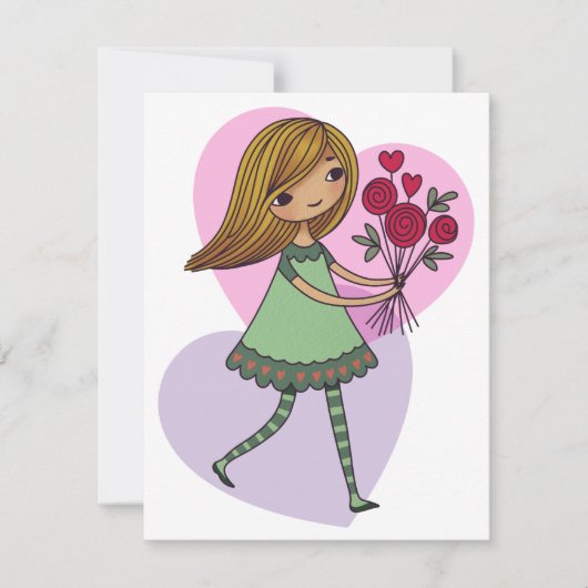 Meisje Met Bloemen Bedankkaart (Voorkant)