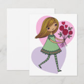 Meisje Met Bloemen Bedankkaart (Voorkant / Achterkant)