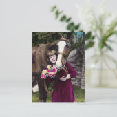 Meisje met bloemen briefkaart (Staand voorkant)