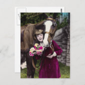 Meisje met bloemen briefkaart (Voorkant / Achterkant)