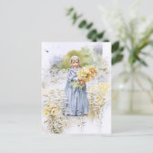 Meisje met bloemen briefkaart (Staand voorkant)