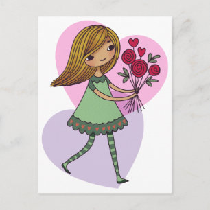Meisje Met Bloemen Briefkaart