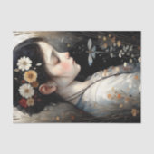 Meisje met bloemen en libel decoupage tissuepapier (Voorkant)